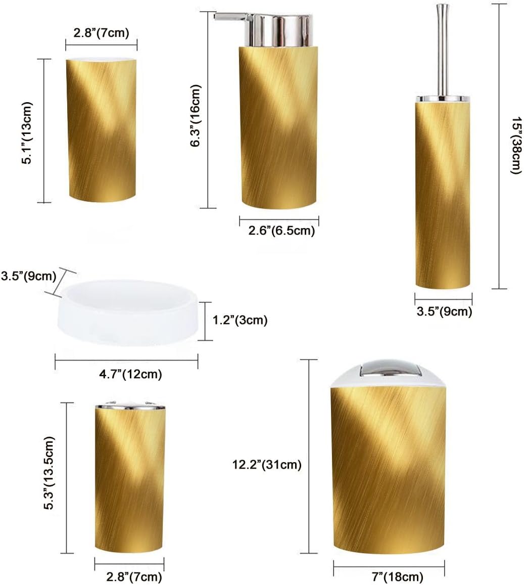 Boho Gold Texture 6-Piece Bathroom Accessory Set