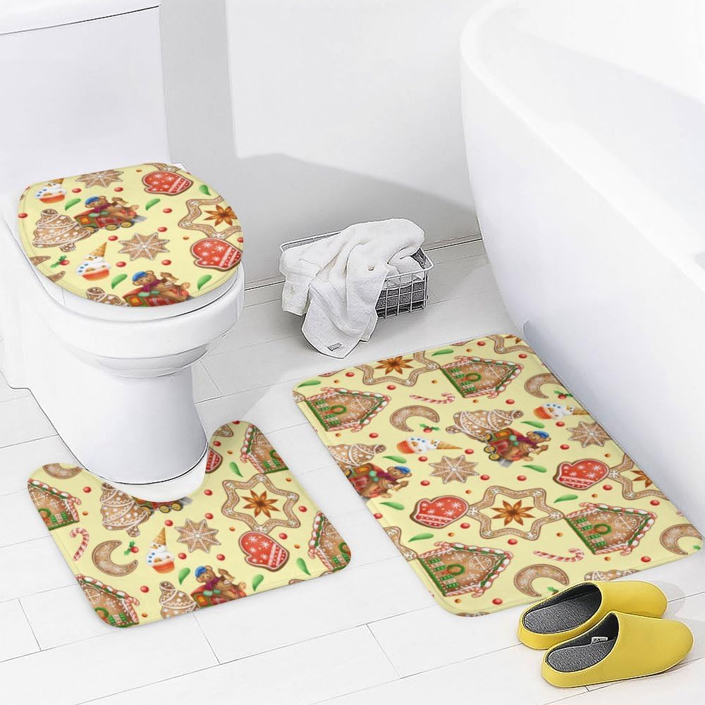 Kuizee 4 Piece Christmas Bear Bathroom Set