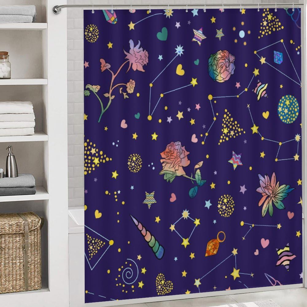 Kuizee 4-Piece Shower Curtain Set with Rugs and 12 Hooks 1