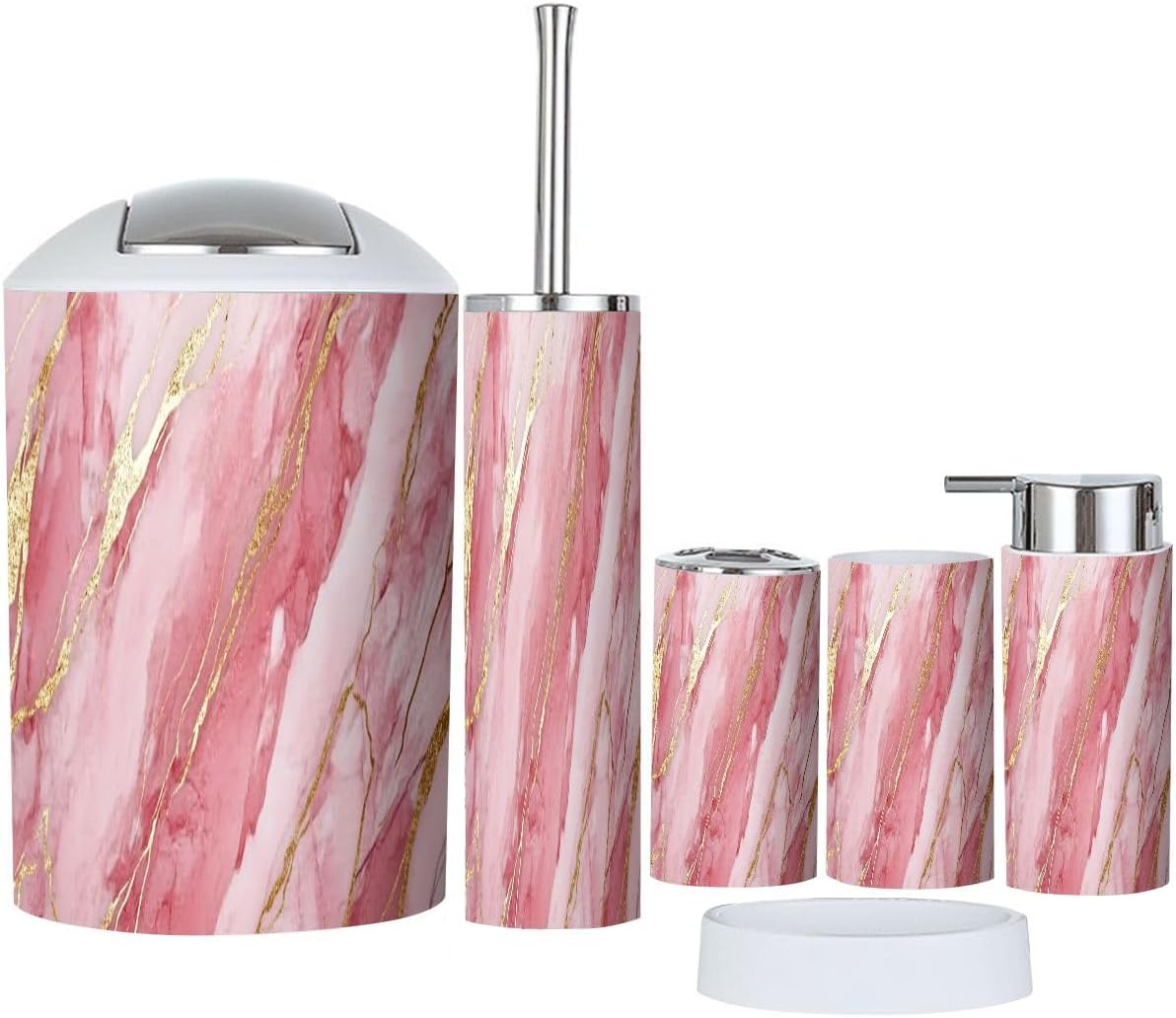 Boho Rose Gold Bathroom Accessory Set of 6