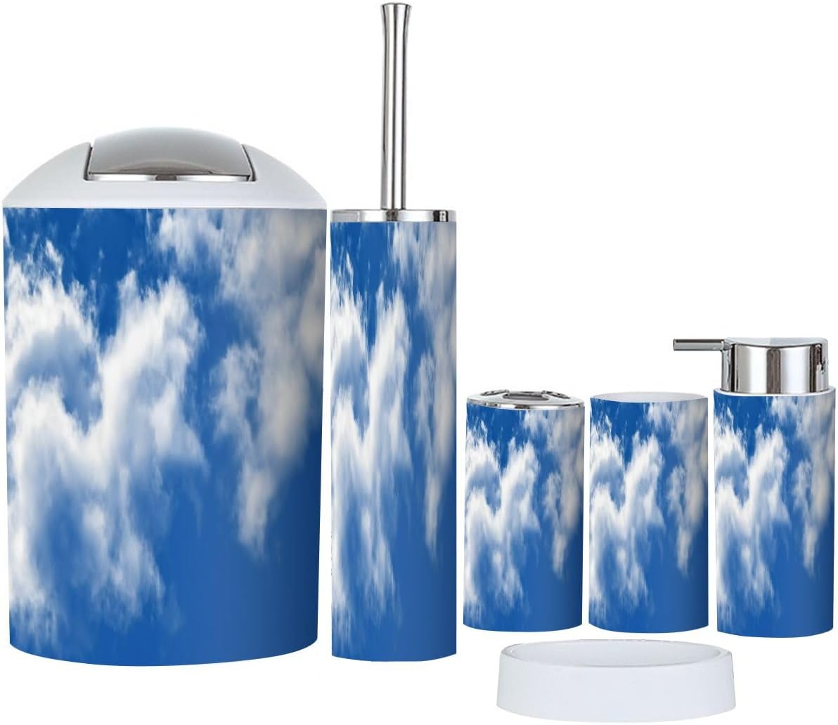 Boho Blue Sky Bathroom Accessory Set 6 Piece