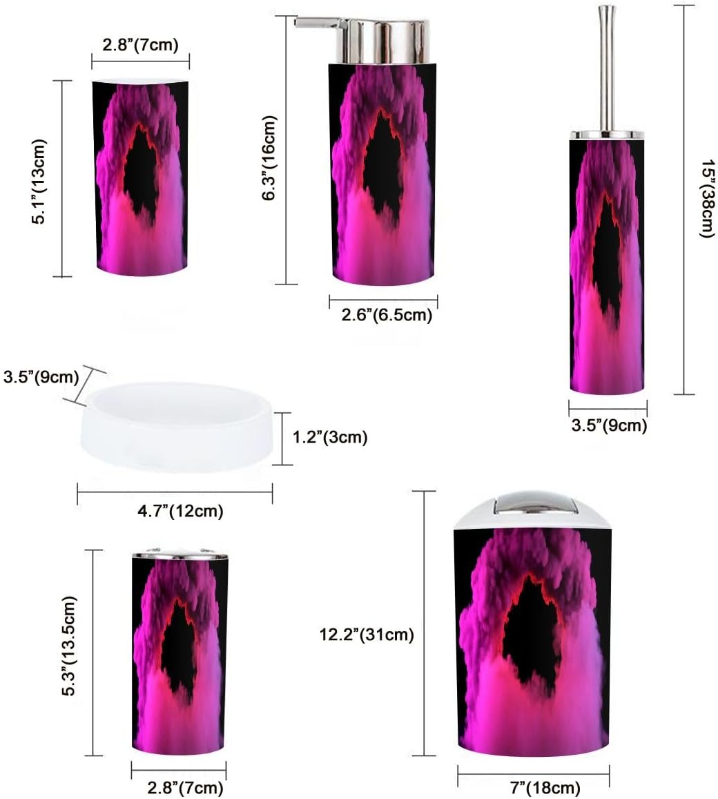 Boho Glowing Tunnel Neon Bathroom Accessories Set 6 Piece