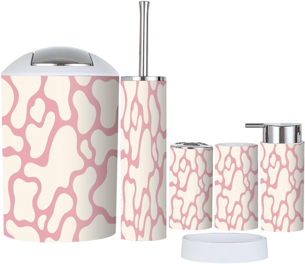 Boho Cow Print Bathroom Accessories Set 6 Piece