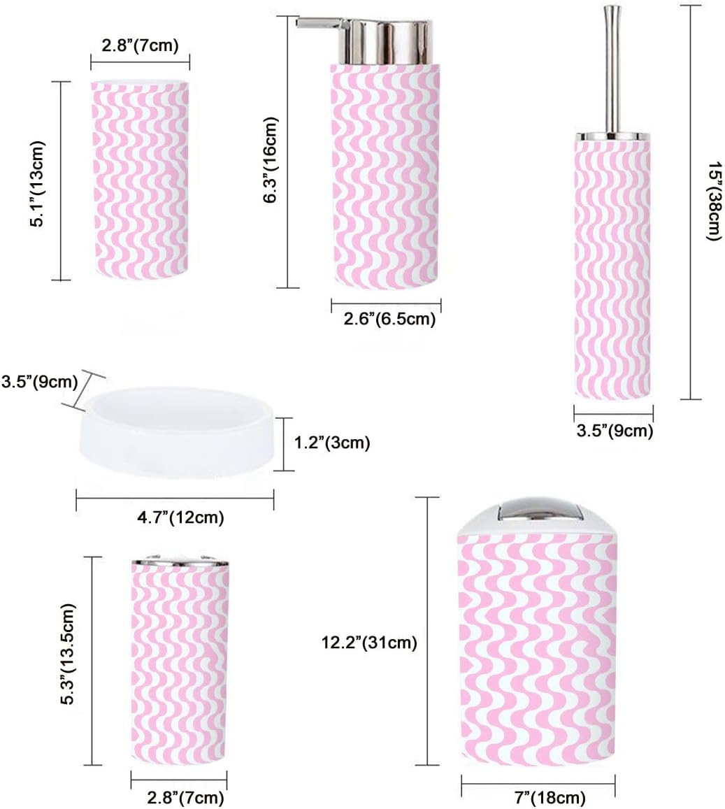 Boho Optical Illusion Bathroom Accessory Set 6 Piece