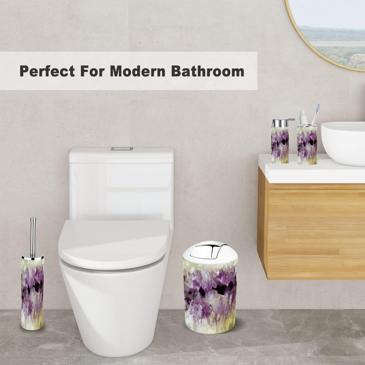 6 Piece Purple Bathroom Accessory Set