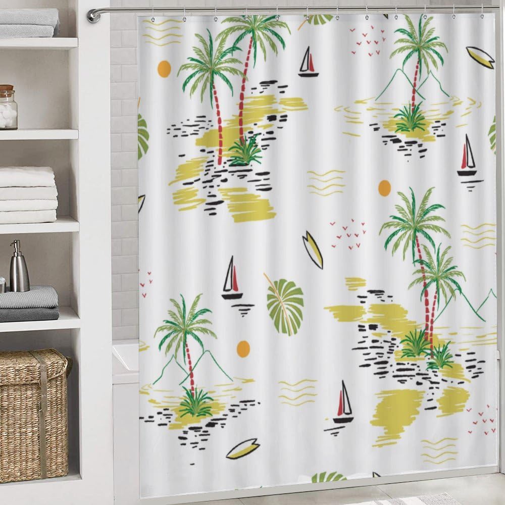 Kuizee 4-Piece Shower Curtain Set with Non-Slip Rugs 1