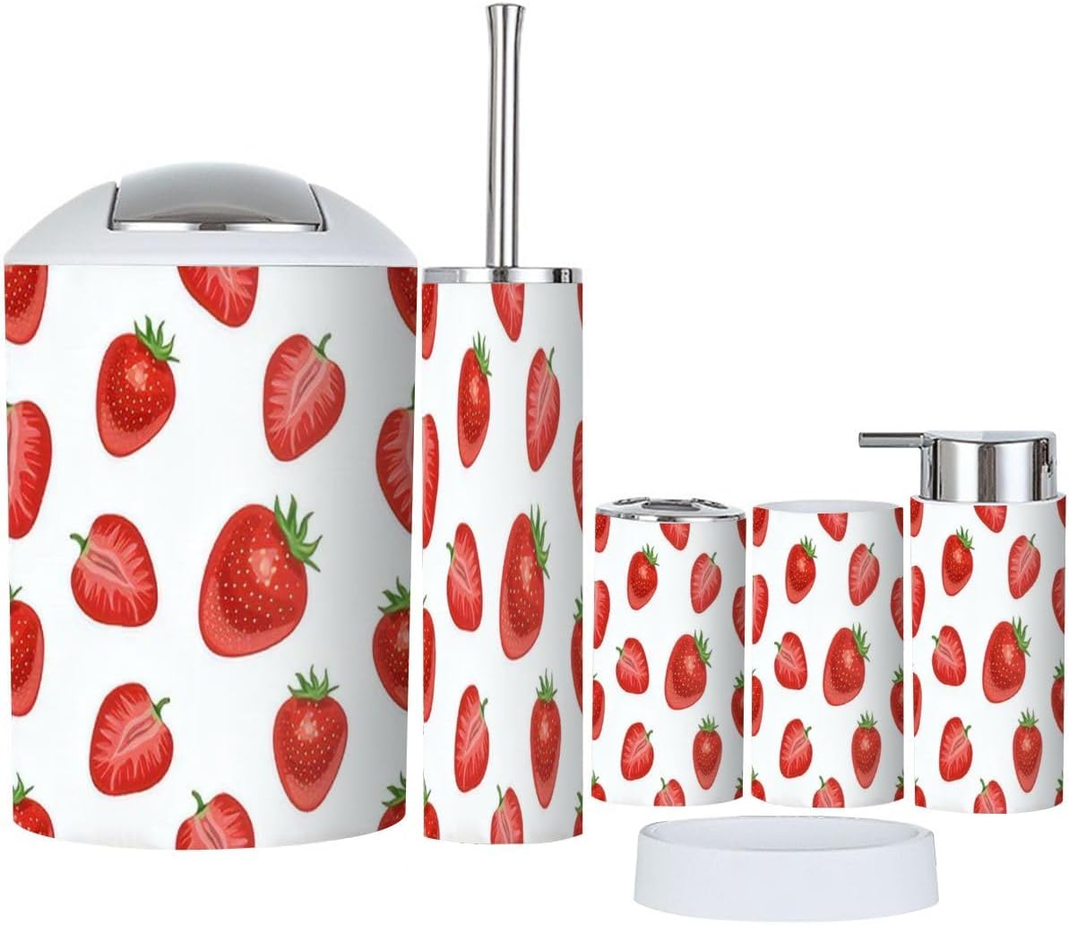 6 Piece Strawberry Bathroom Accessory Set