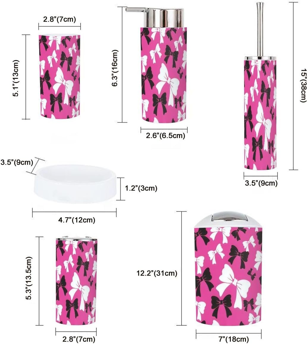 6 Piece Bathroom Accessory Set with Trash Can 1