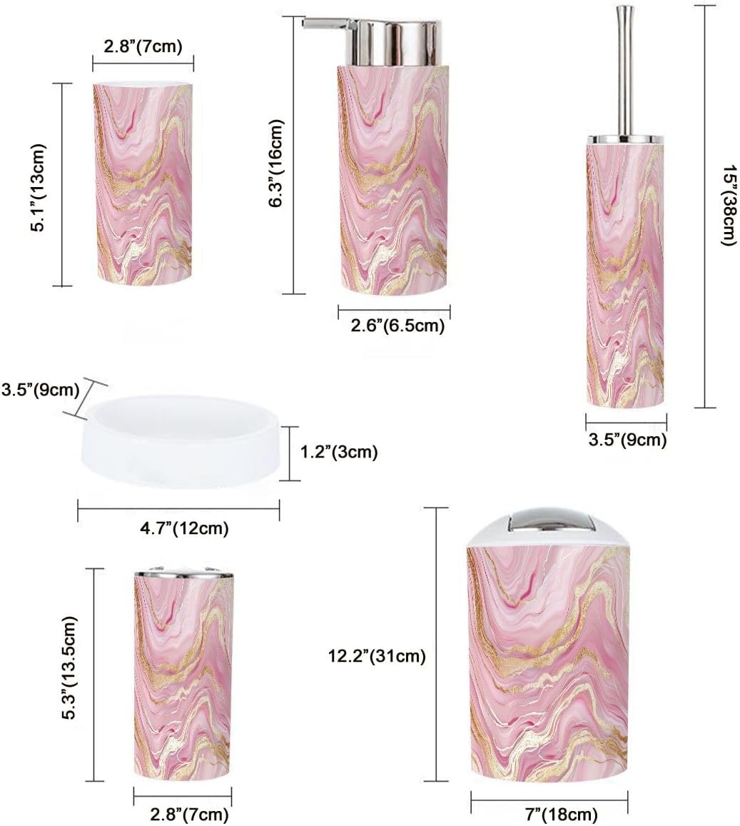 Boho Liquid Marble Gold Bathroom Accessories Set 6 Piece