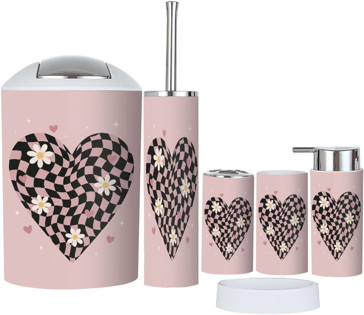 Boho Slogan Graphic Bathroom Accessory Set 6 Piece