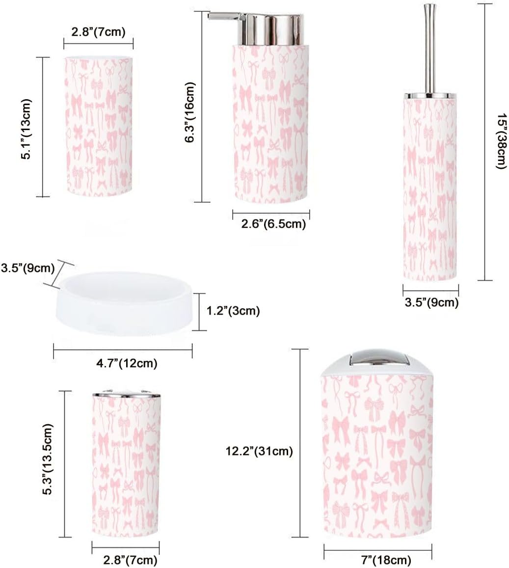 Cute Coquette Bathroom Accessory Set 6 Piece