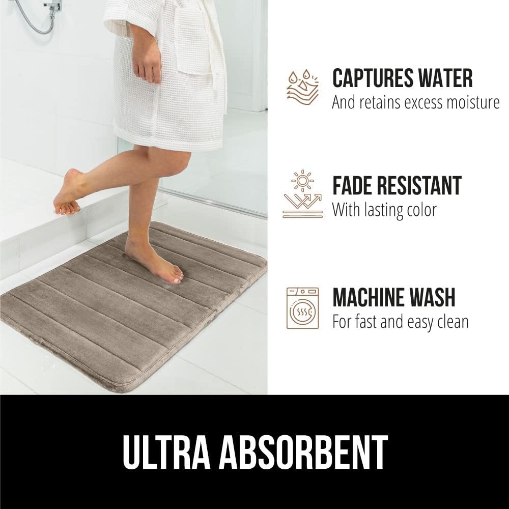 Gorilla Grip Memory Foam Bath Rug 36x24 Taupe