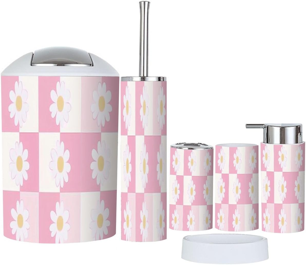 Boho Floral Bathroom Accessory Set 6 Piece 1
