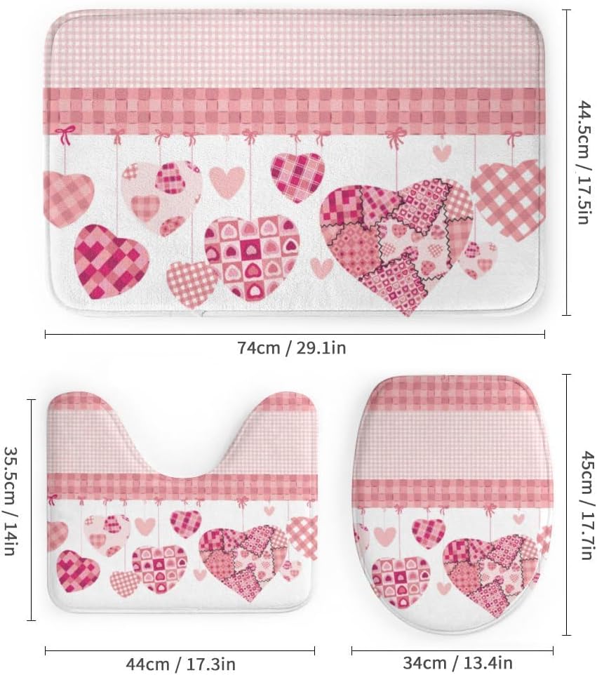 Kuizee Valentines Day 4-Piece Shower Curtain Set