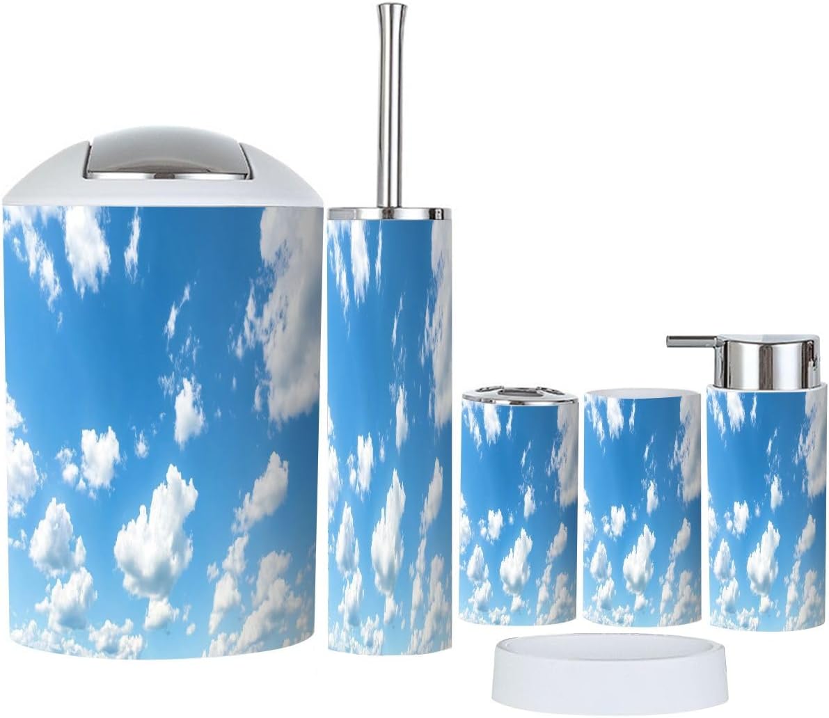 Boho Blue Sky 6-Piece Bathroom Accessory Set 1