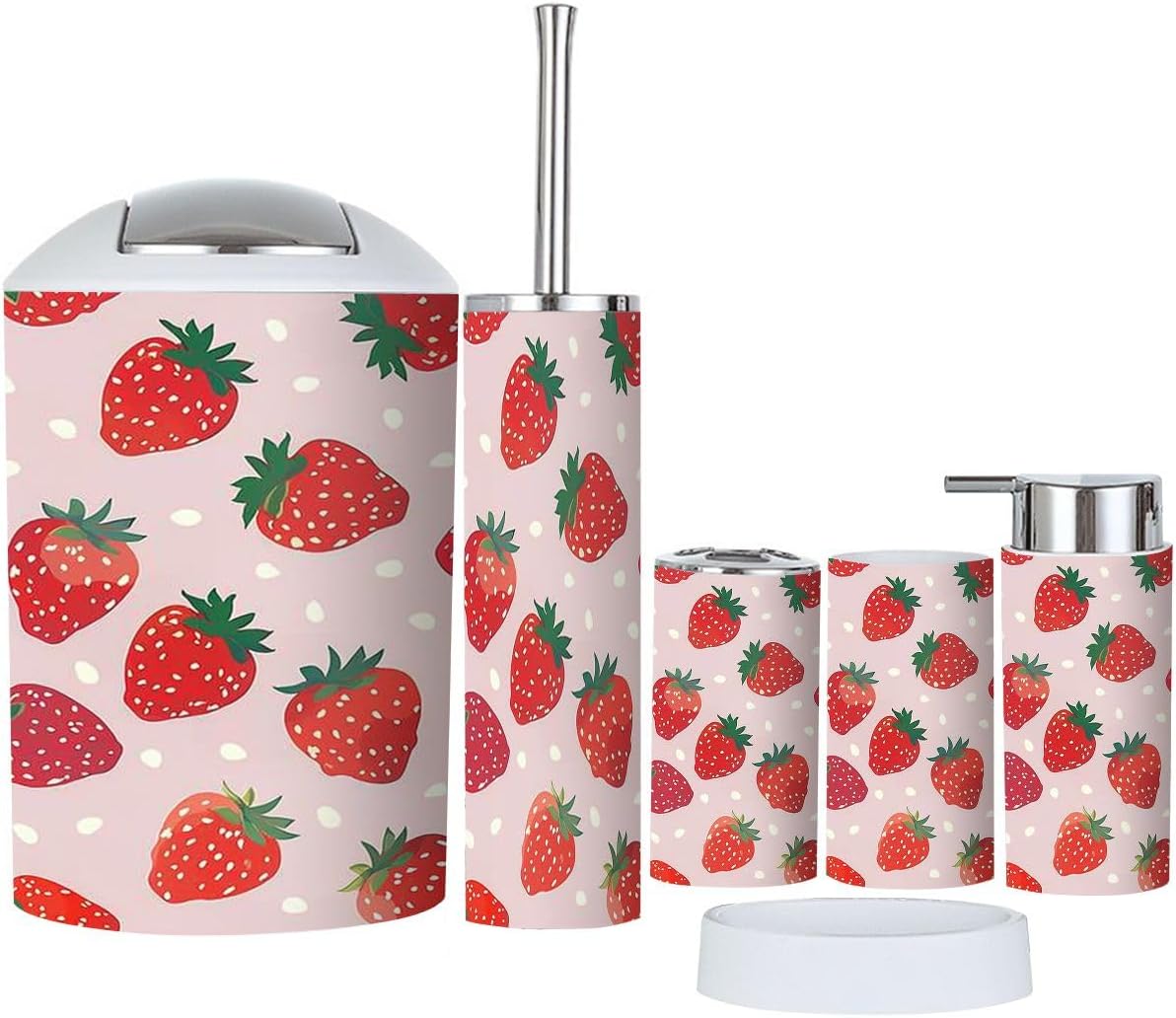Boho Strawberry Bathroom Accessory Set 6 Piece