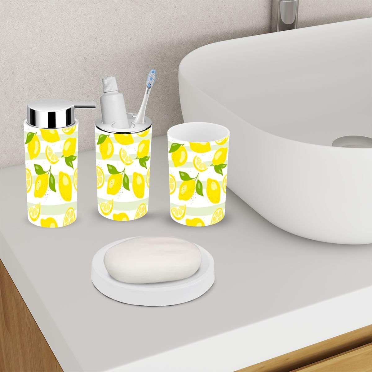 Fresh Yellow Bathroom Accessories Set 6 Piece