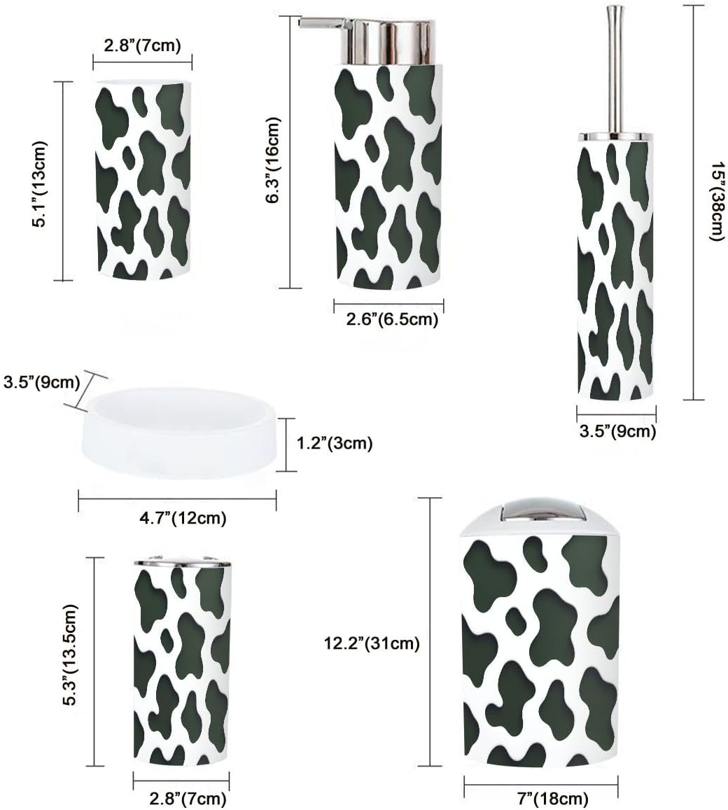 Boho Bathroom Accessory Set of 6 - Black White