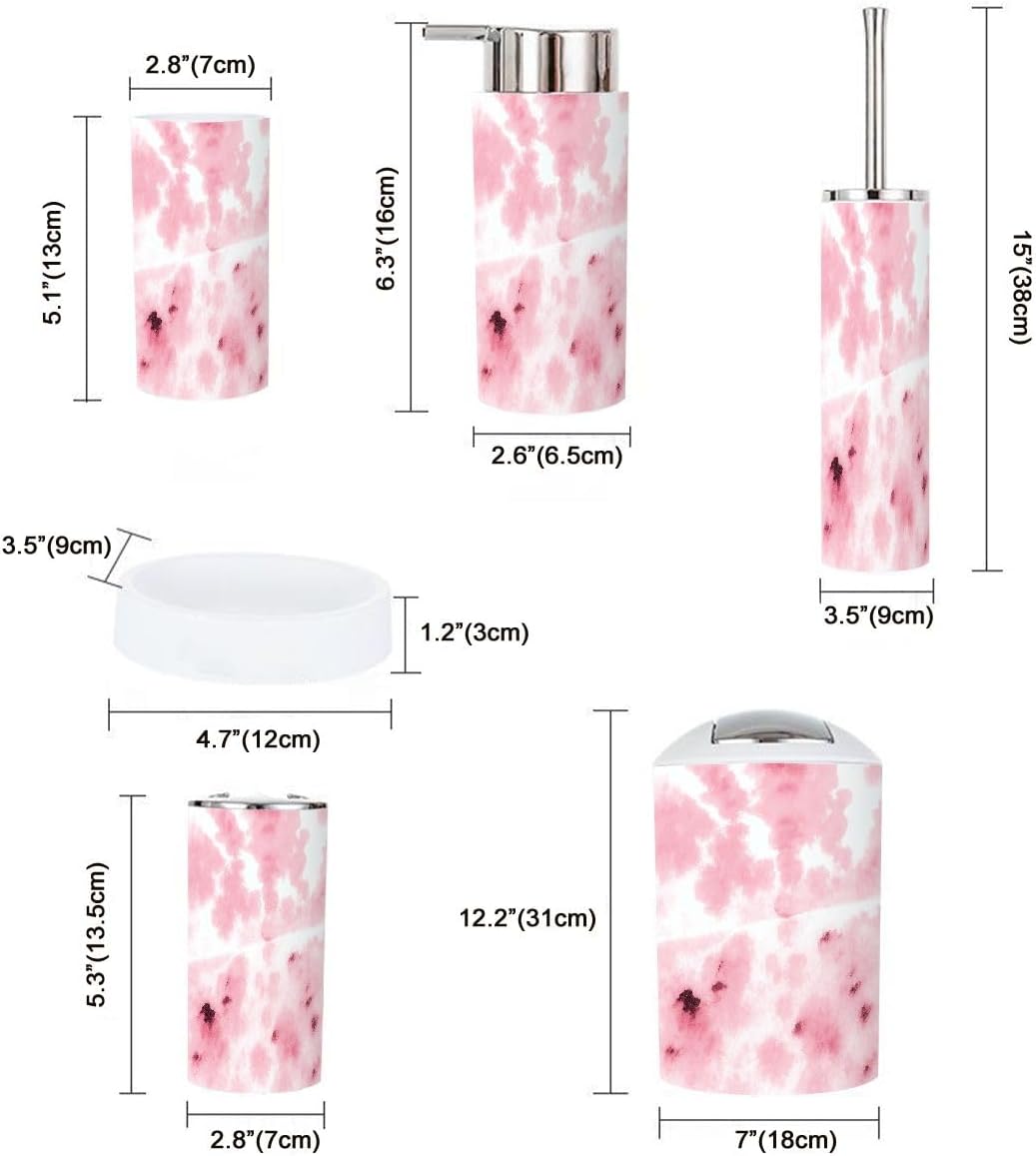 Boho Cow Skin Print Bathroom Accessory Set 6 Piece 1