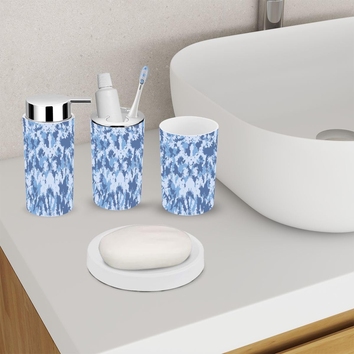 Contemporary Art Tie Dye Bathroom Accessory Set 6 Piece