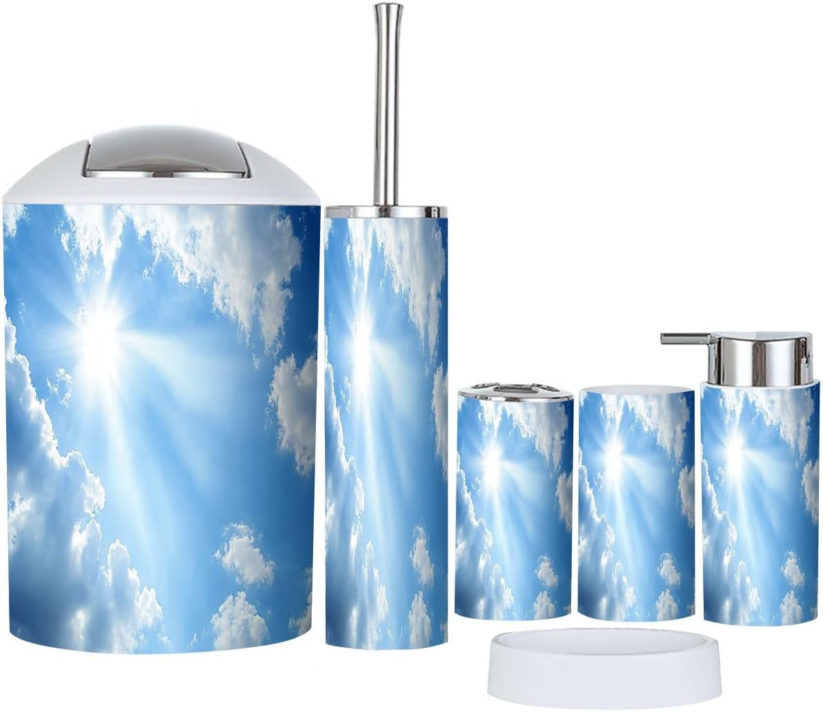 Bathroom Accessory Set 6 Piece Modern Boho Style