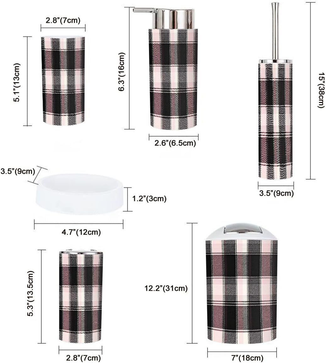 Boho Pattern Gray Cream Maroon Trash Can Set 6 Piece