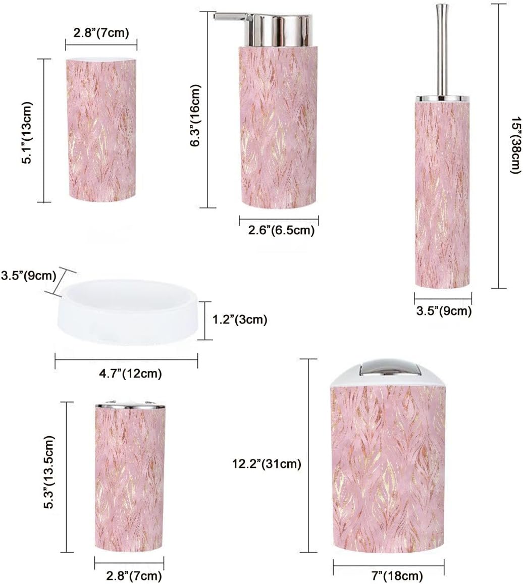 Boho Bathroom Accessory Set 6 Piece Rose Gold