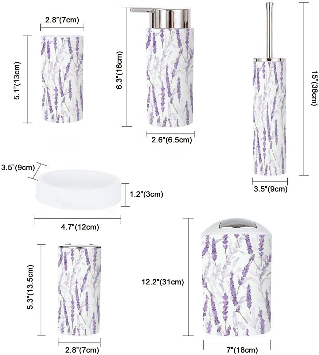 6 Piece Lavender Bathroom Accessory Set 1