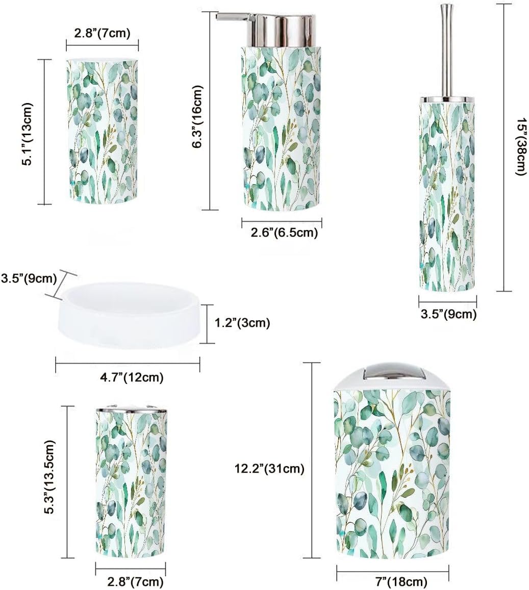 Boho Watercolor Bathroom Accessory Set 6 Piece