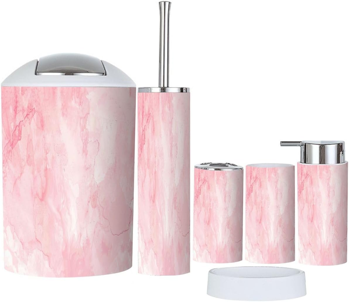 Boho Pink Bathroom Accessories Set 6 Piece