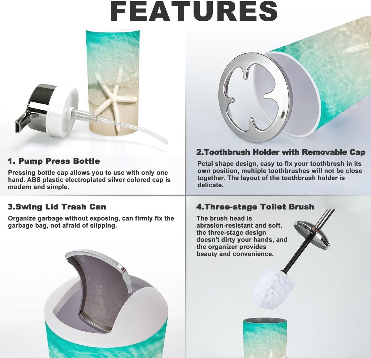 6 Piece Starfish Bathroom Accessory Set