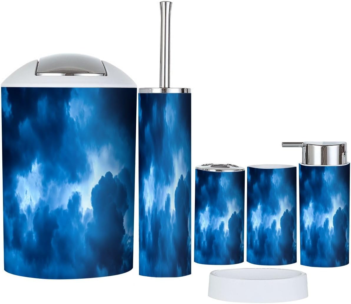 Boho Dark Clouds Bathroom Accessory Set 6 Piece