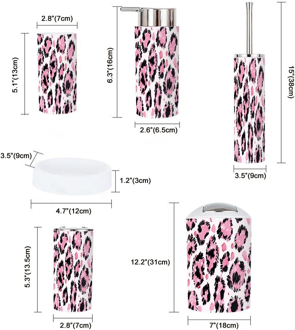 Boho Abstract Leopard Bathroom Accessory Set 6 Piece