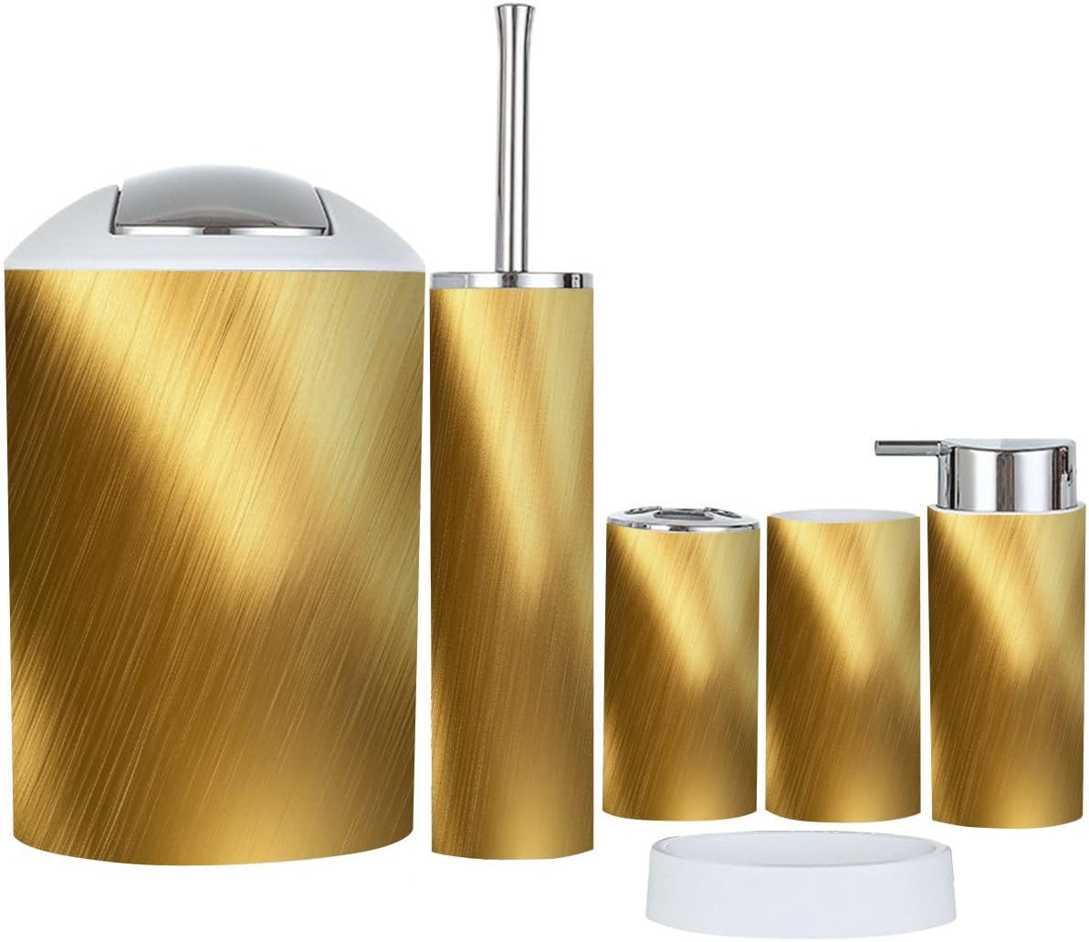 Boho Gold Texture 6-Piece Bathroom Accessory Set