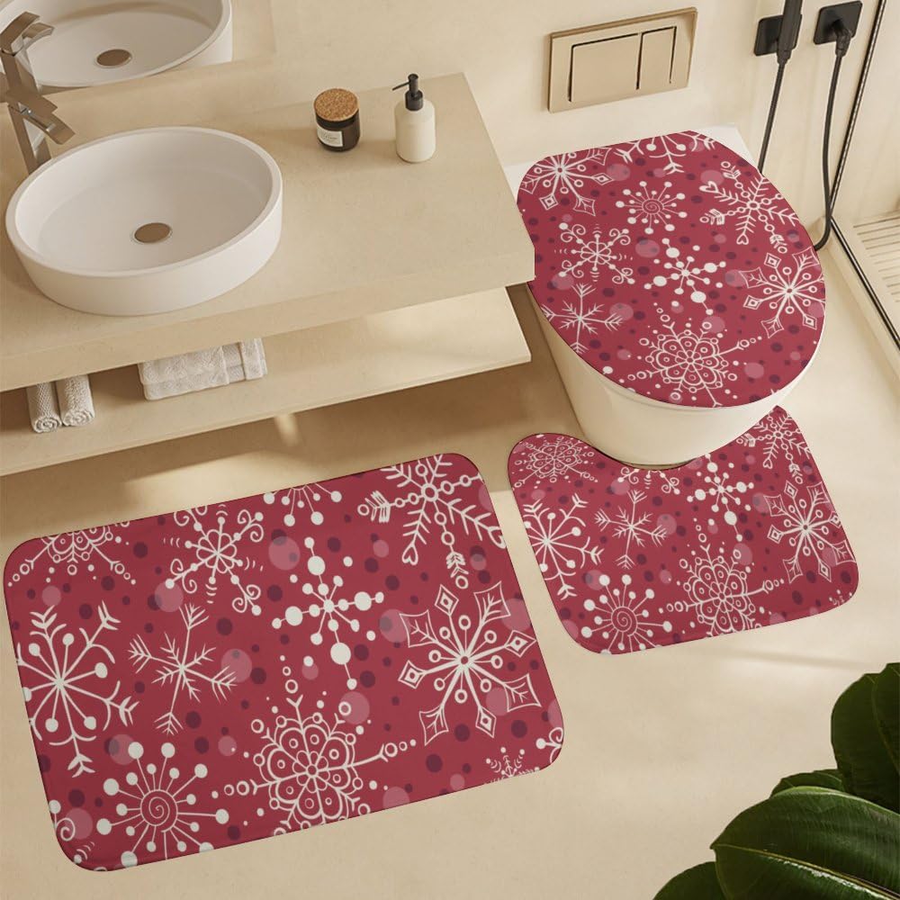 Kuizee 4 Piece Shower Curtain Set with Rugs