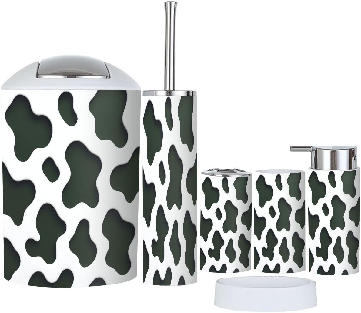 Boho Bathroom Accessory Set of 6 - Black White