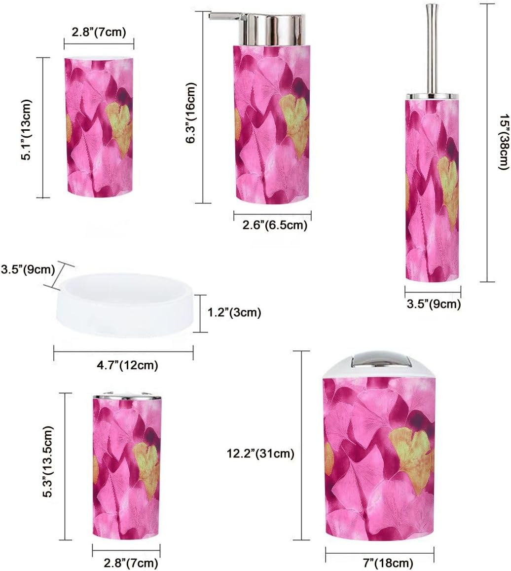 Boho Ginkgo Biloba Bathroom Accessory Set 6 Piece
