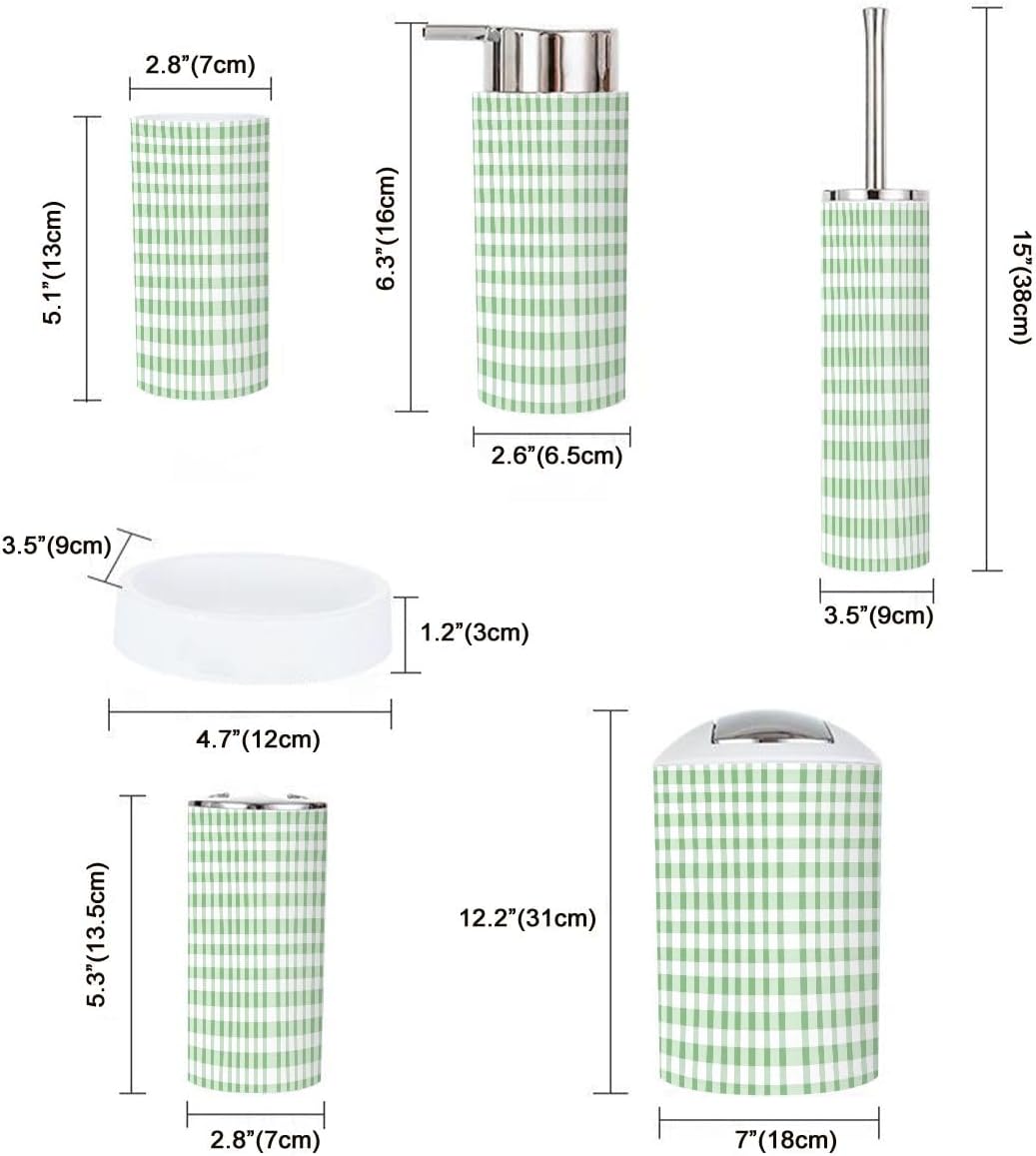 Boho Gingham Bathroom Accessory Set 6 Piece