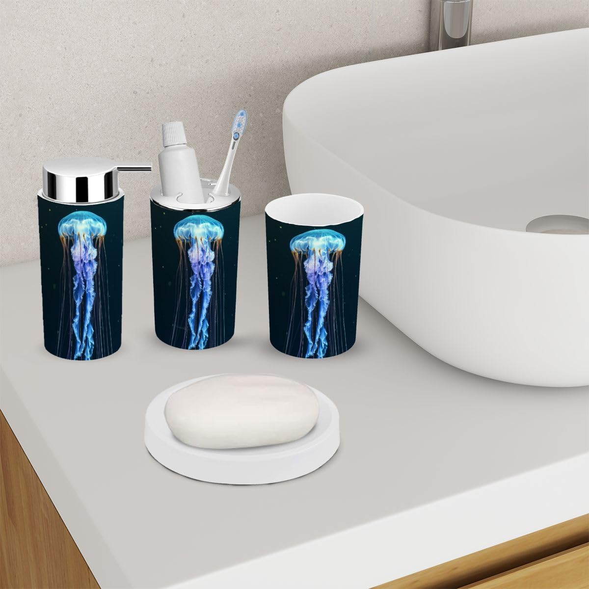 Cosmic Ocean Jellyfish Bathroom Accessory Set 6 Piece