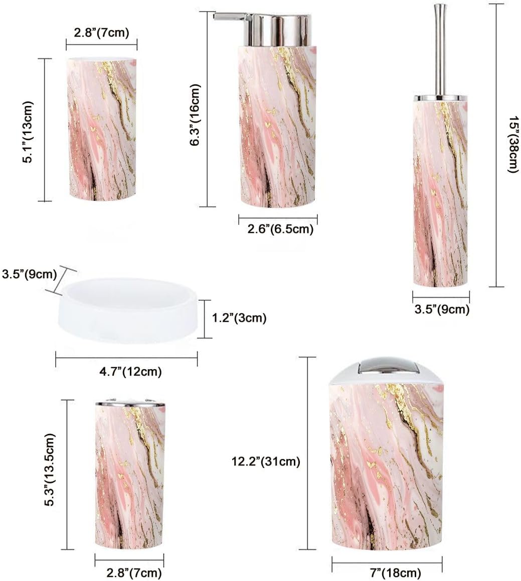 Boho Liquid Marble Gold Glitter Bathroom Accessories Set
