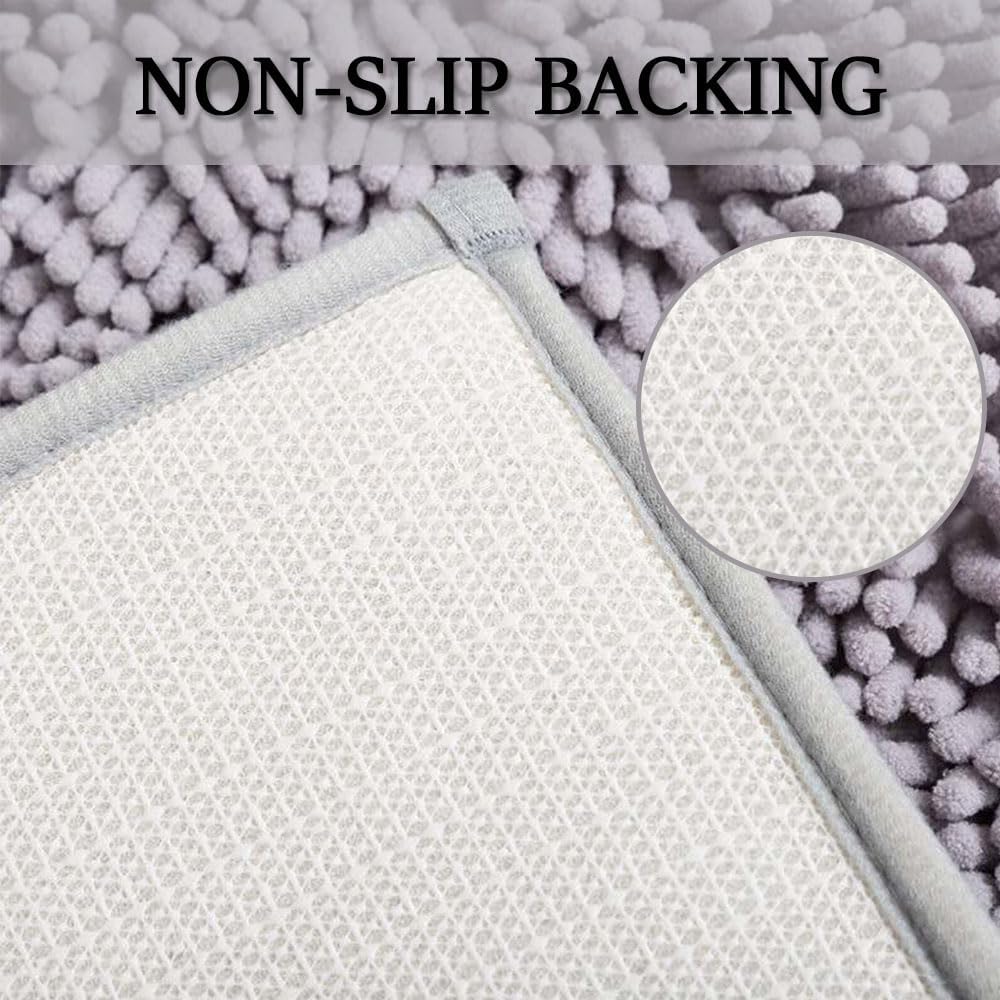 Hiseng Soft Chenille Bath Mat Non-Slip Plush Shaggy Rugs Purple 158x236