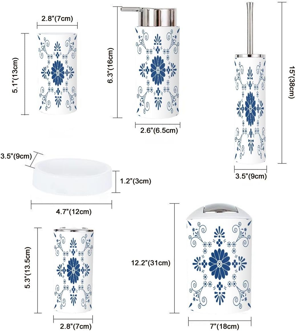 6 Piece Mexican Ceramic Bathroom Accessory Set