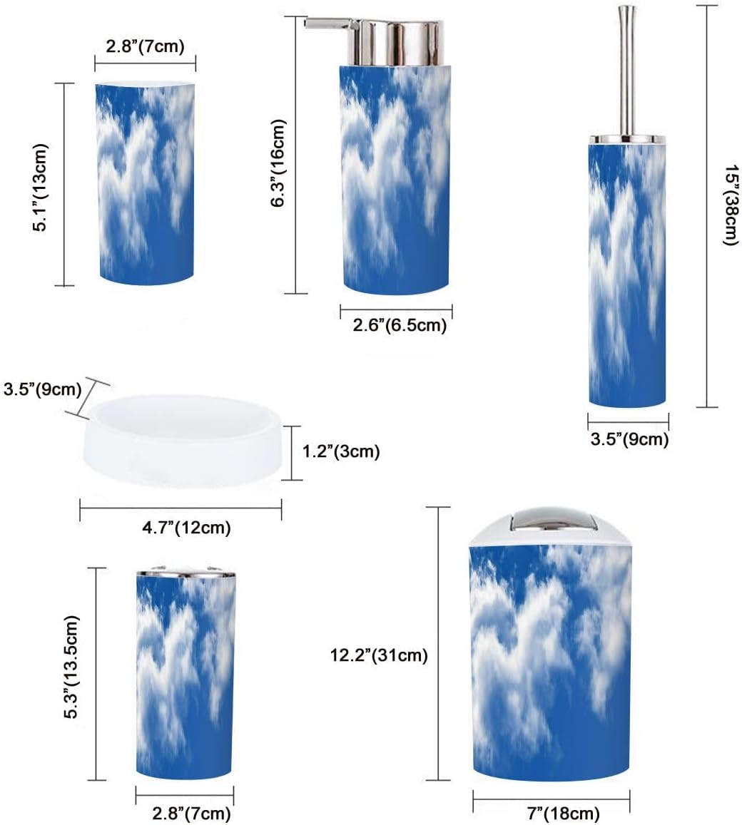 Boho Blue Sky Bathroom Accessory Set 6 Piece