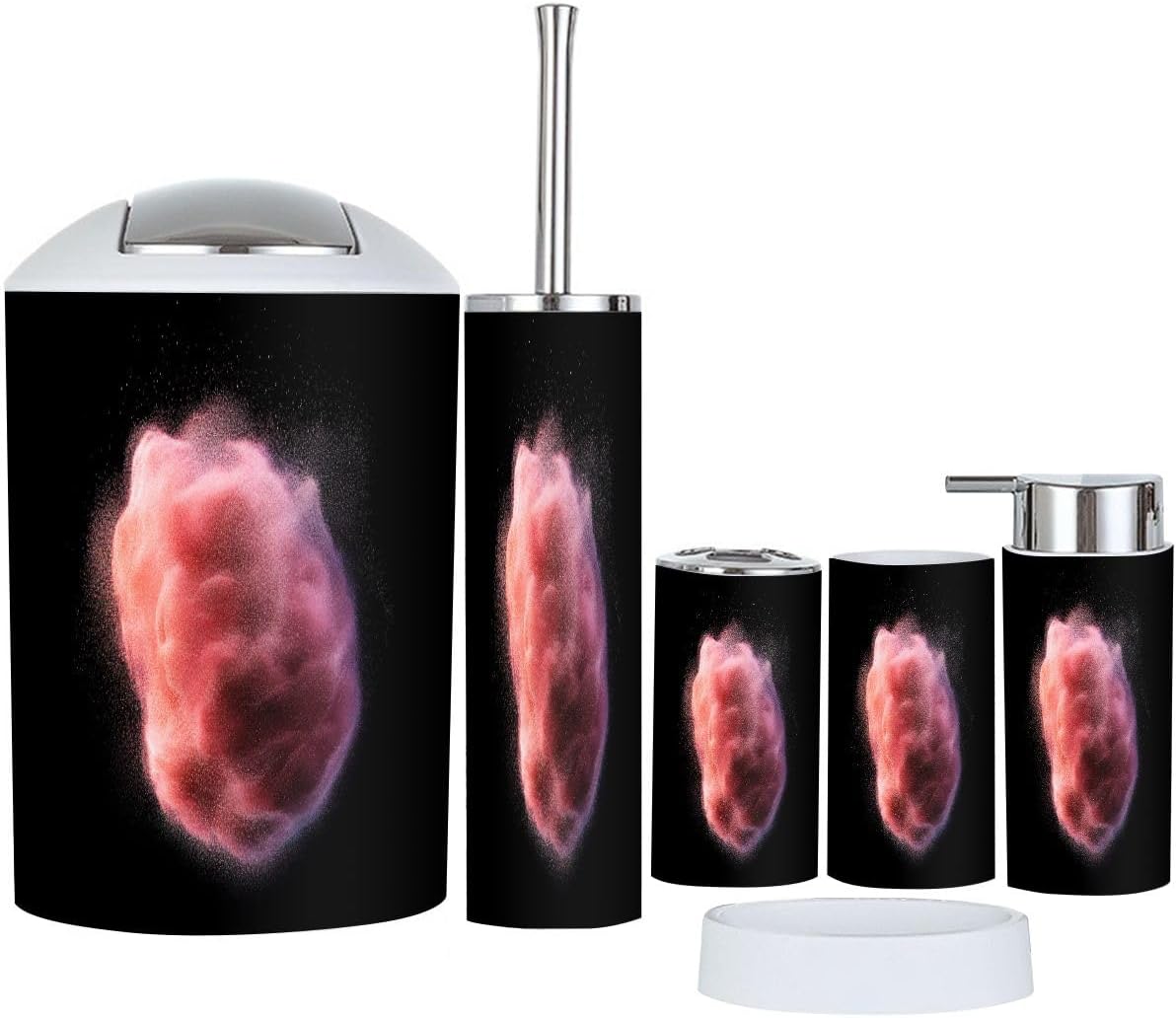 Boho Red Bathroom Accessory Set 6 Piece