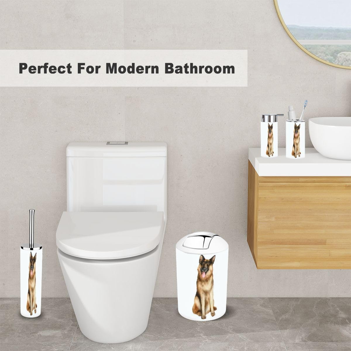 6 Piece Bathroom Accessory Set - Durable Stylish