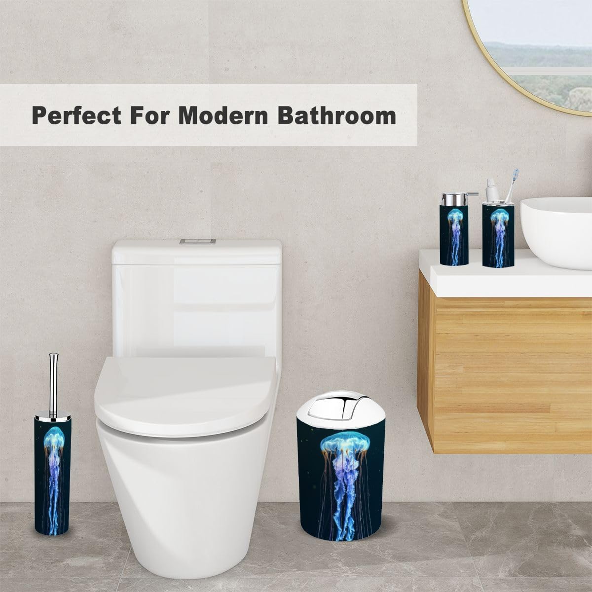 Cosmic Ocean Jellyfish Bathroom Accessory Set 6 Piece