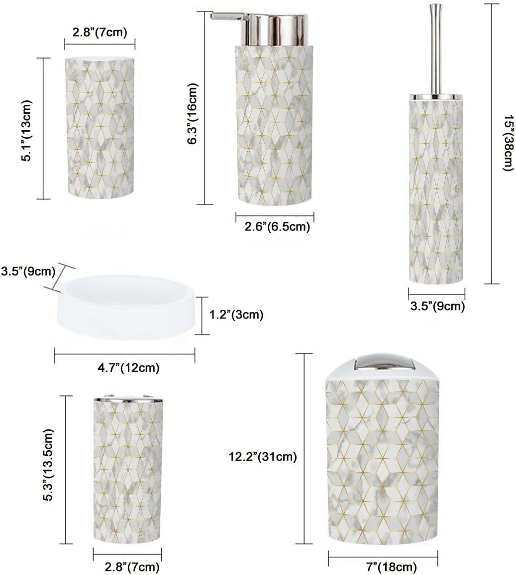 Boho Luxury Marble Mosaic Star Tile Bathroom Accessories Set