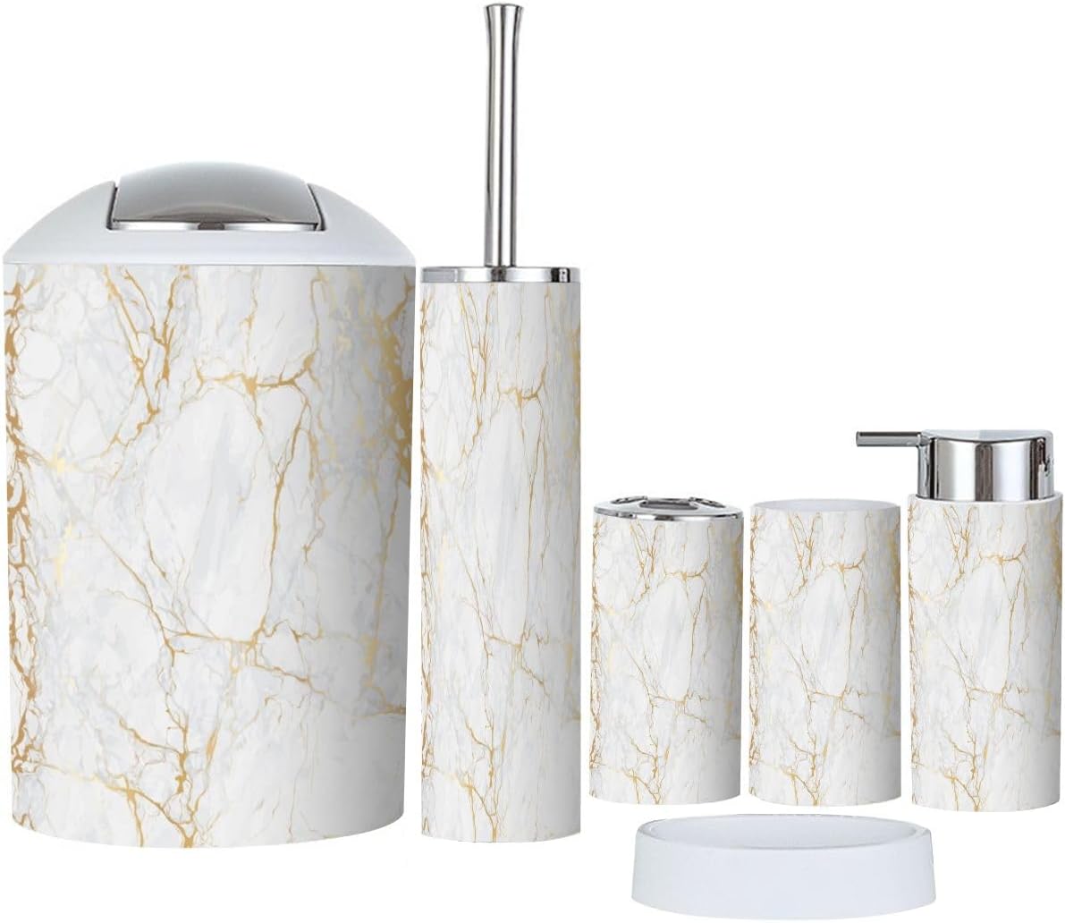 Boho Marble Bathroom Accessory Set 6 Piece