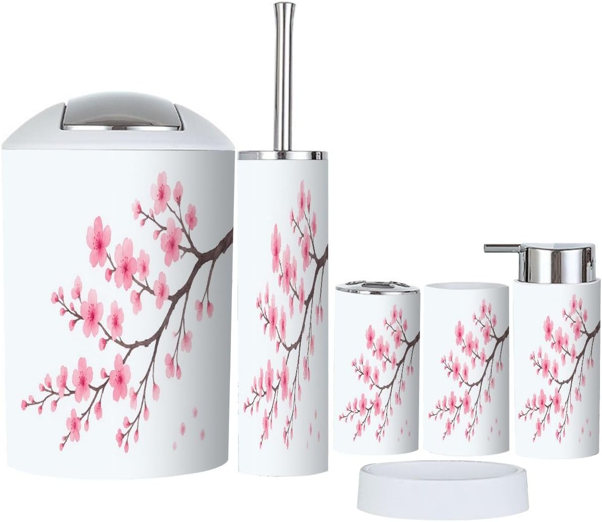 TRANQDEHOM 6-Piece Boho Pastel Bathroom Accessory Set