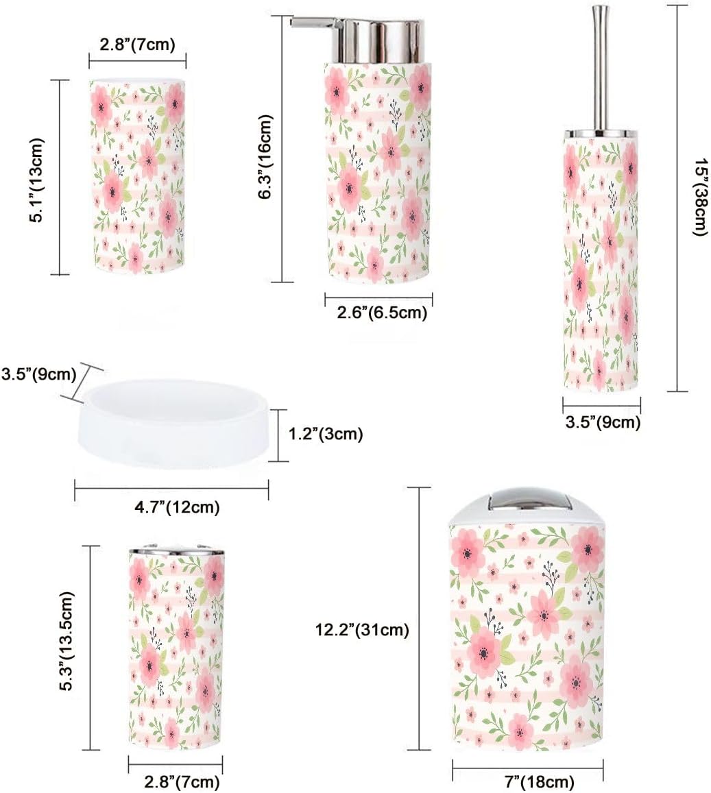 Boho Style 6 Piece Bathroom Accessory Set